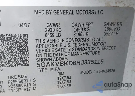 2017 Buick Enclave Leather from USA, damaged, VIN 5GAKVBKD6HJ335115